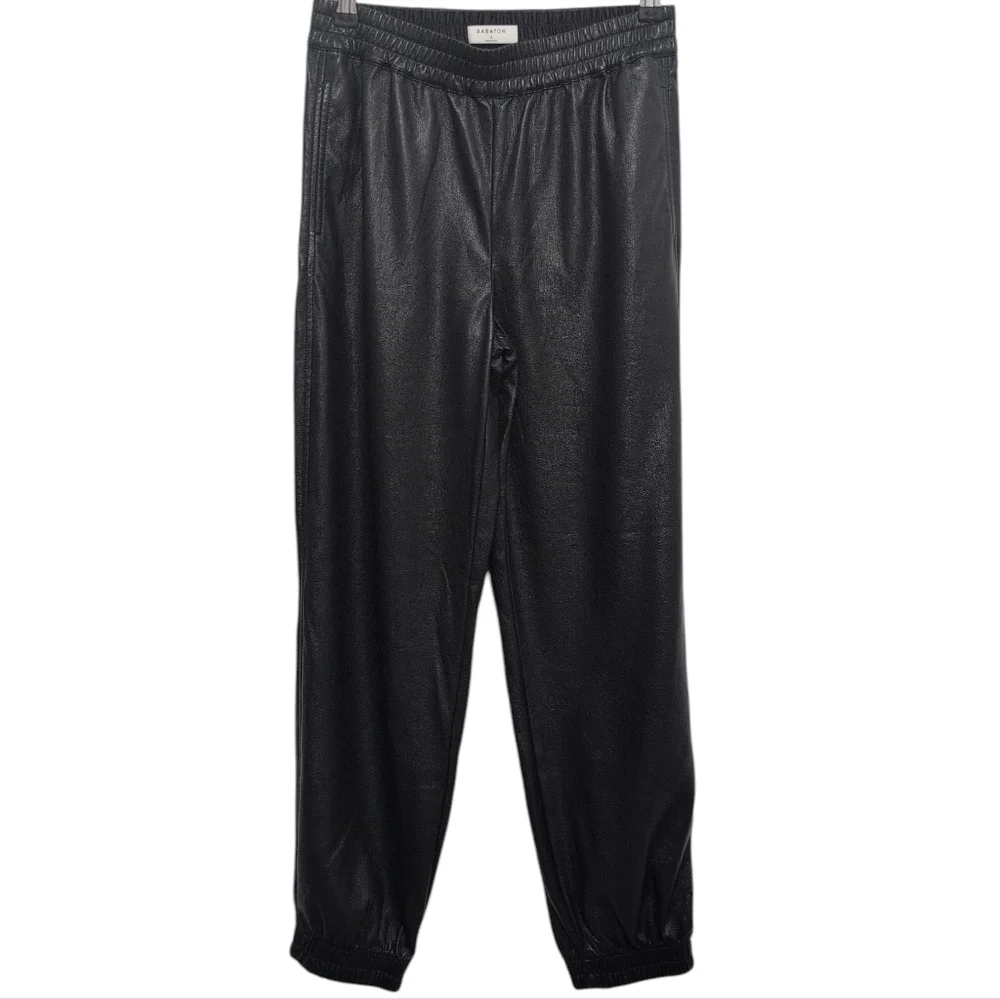 Babaton‎ Faux Leather Joggers Black Size Small Aritzia Brand